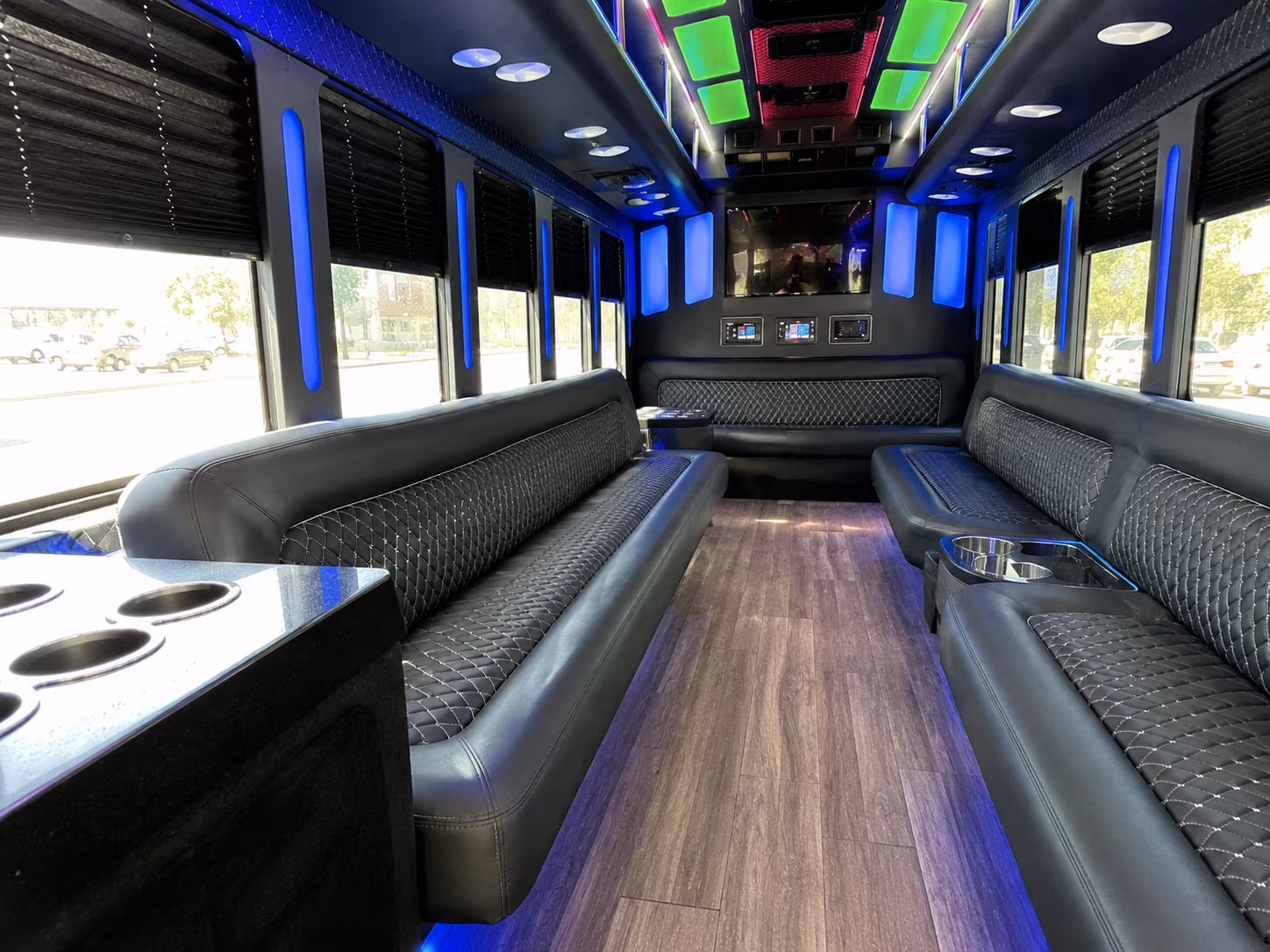 waltham 15 passenger party bus inside