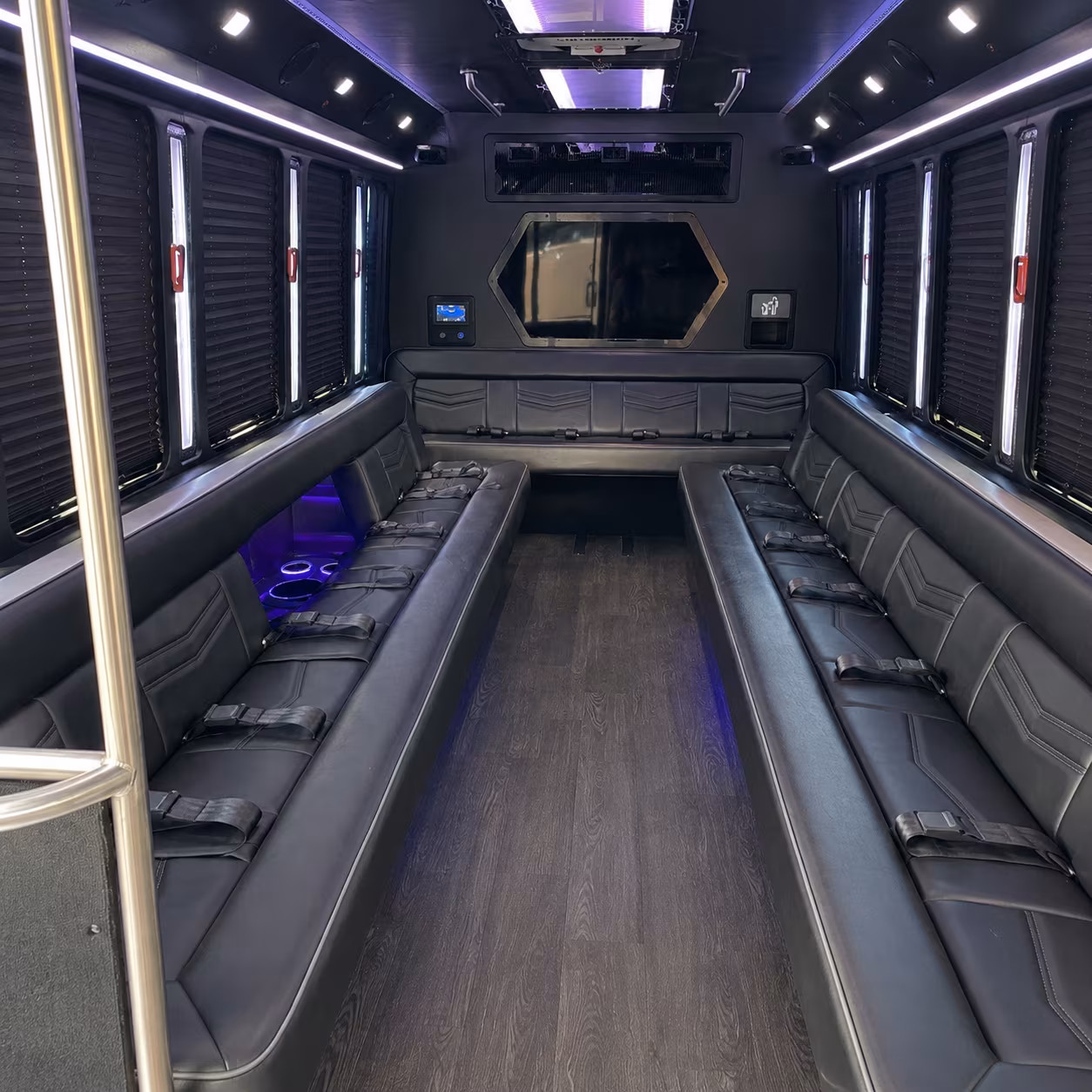 waltham 18 passenger party bus interior