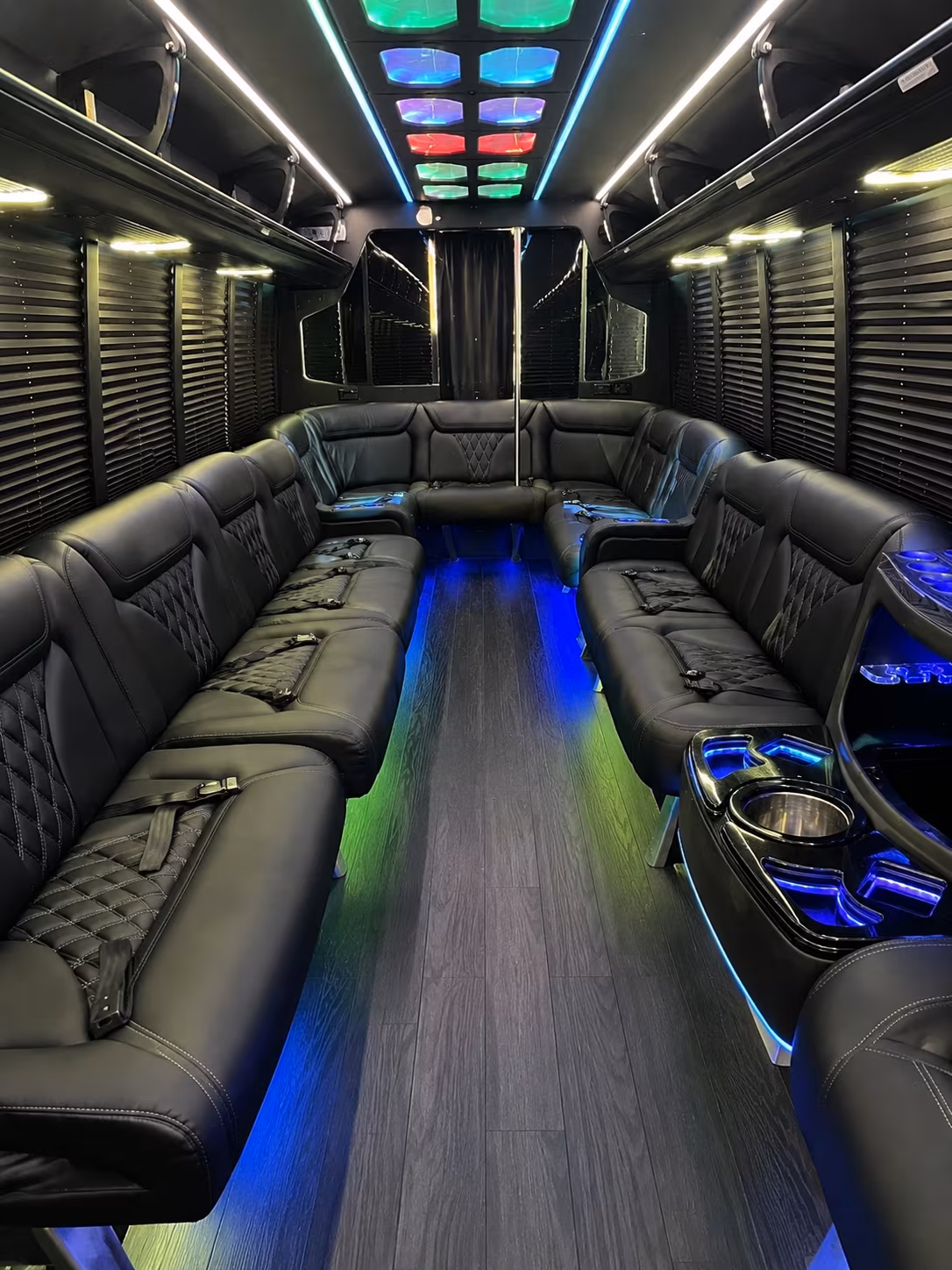 waltham 20 passenger party bus interior