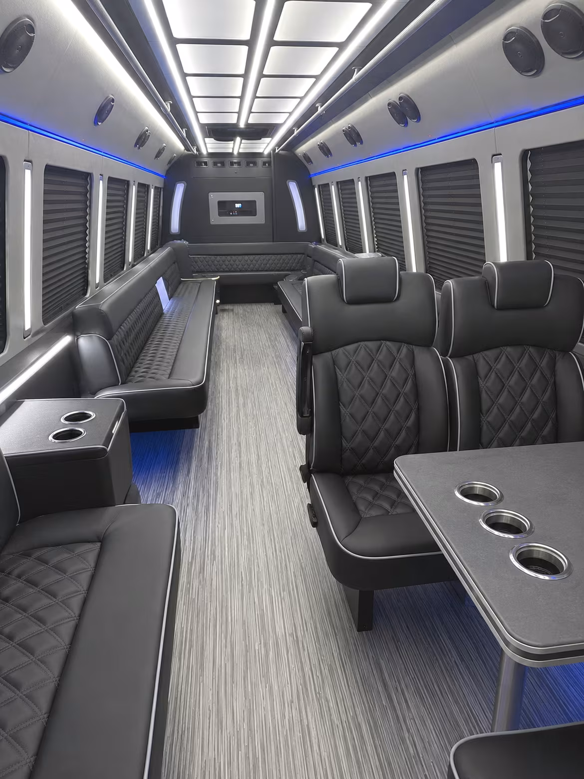 waltham 25 passenger party bus inside