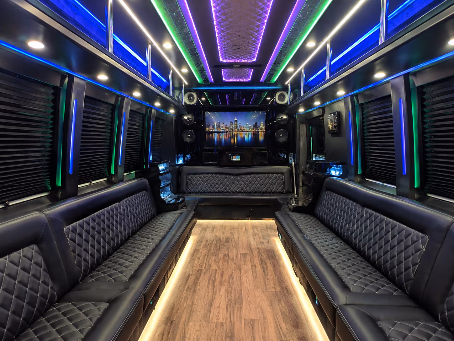 waltham 25 passenger party bus interior