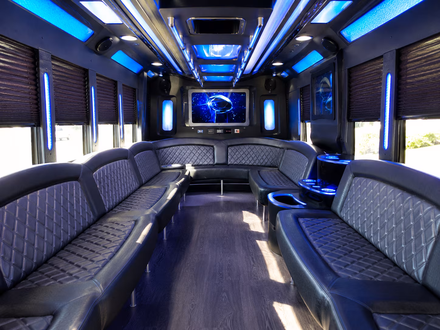 waltham 28 passenger party bus inside
