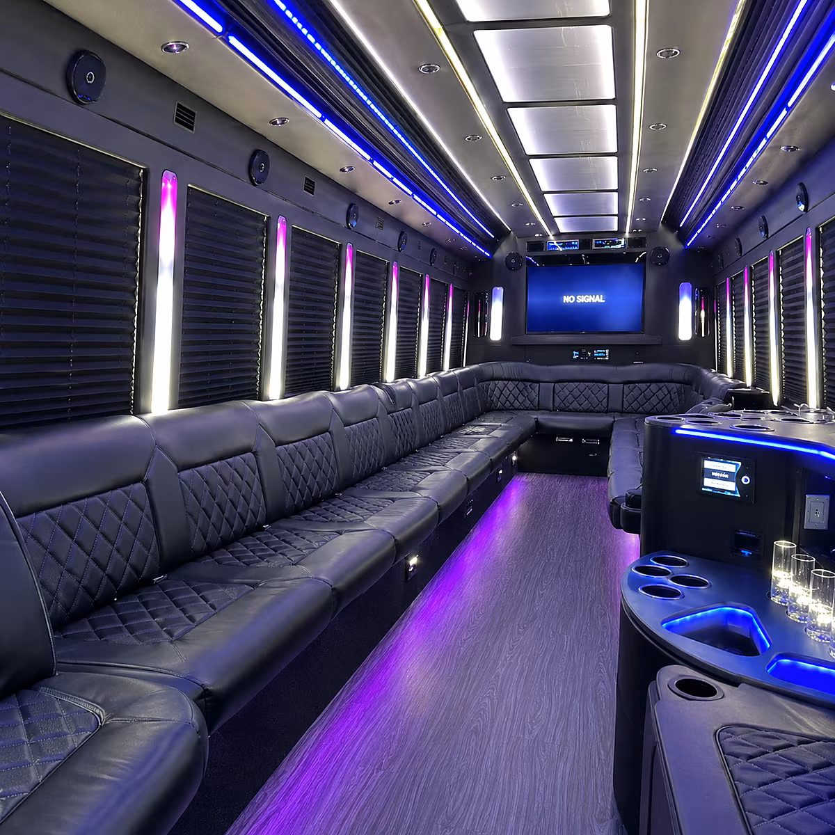 waltham 30 passenger party bus inside