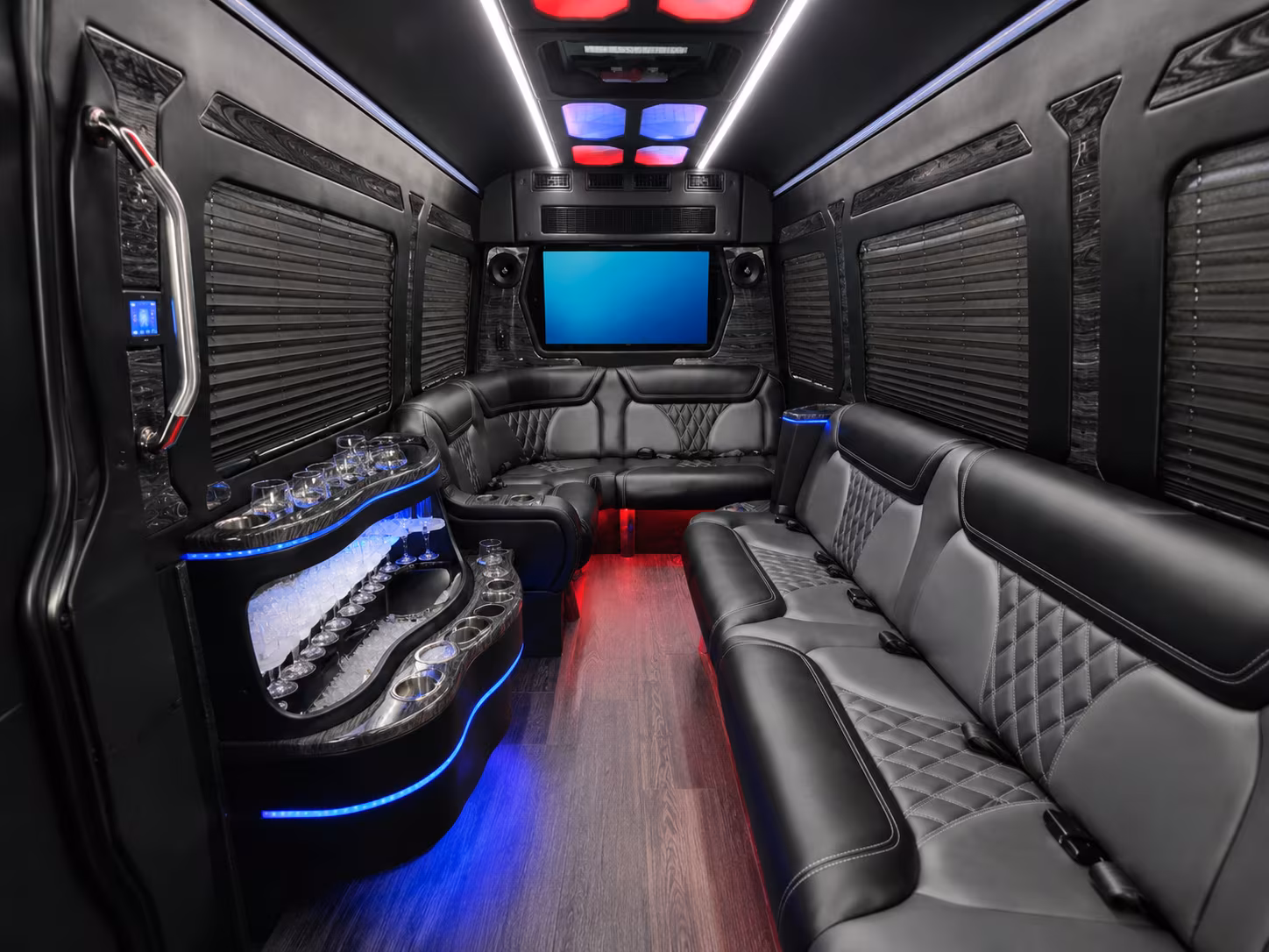 waltham 40 passenger party bus inside