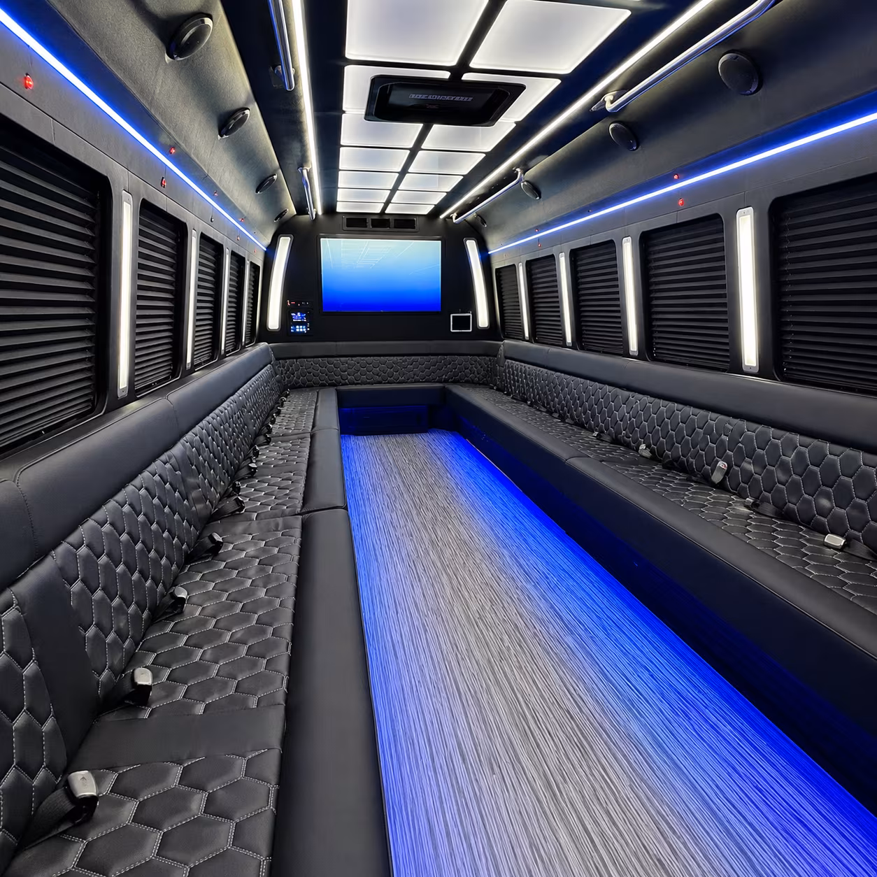 waltham 50 passenger party bus inside